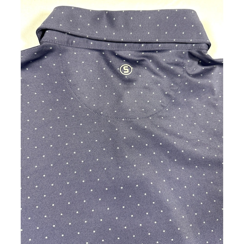 Stitch Golf Polo Shirt Mens ML Blue White Micro Dot Performance Short Sleeve
